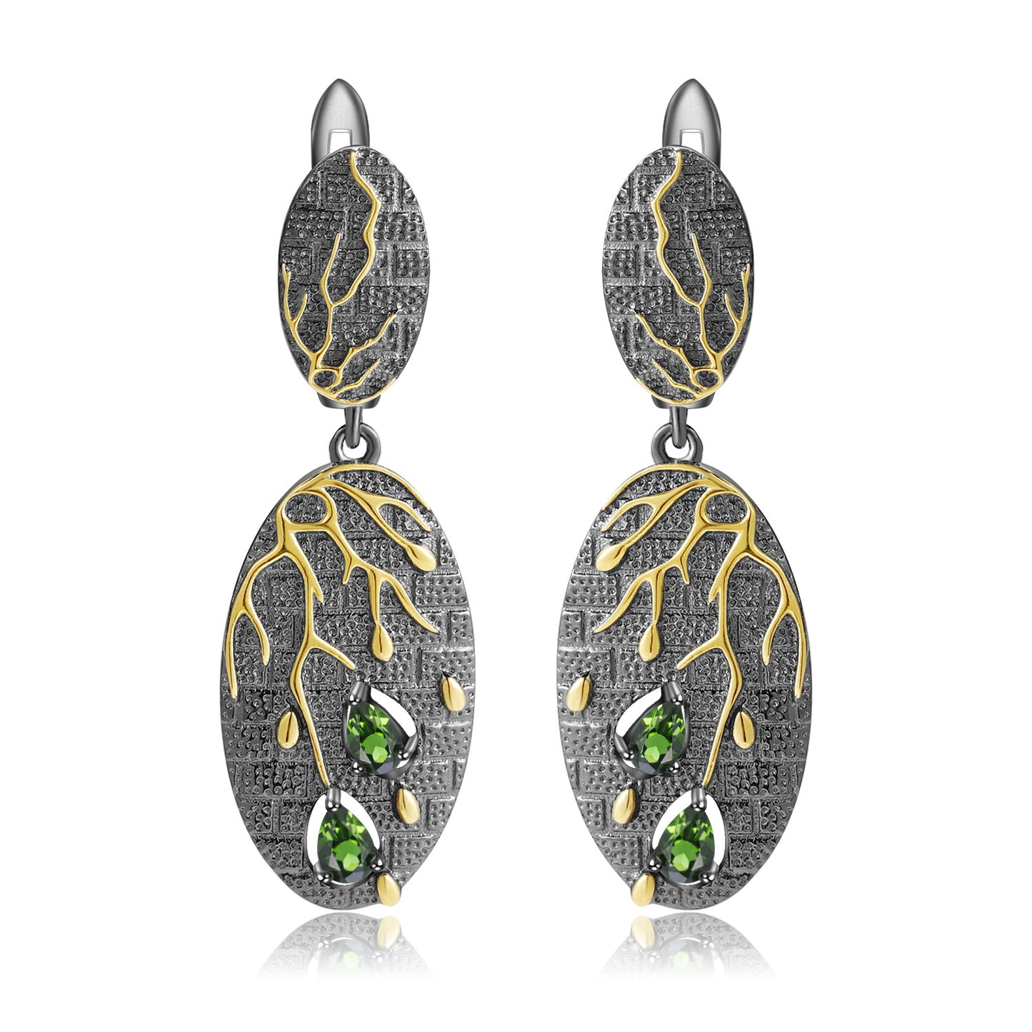 Boucles d'oreilles avancées en argent sterling s925 avec améthyste naturelle