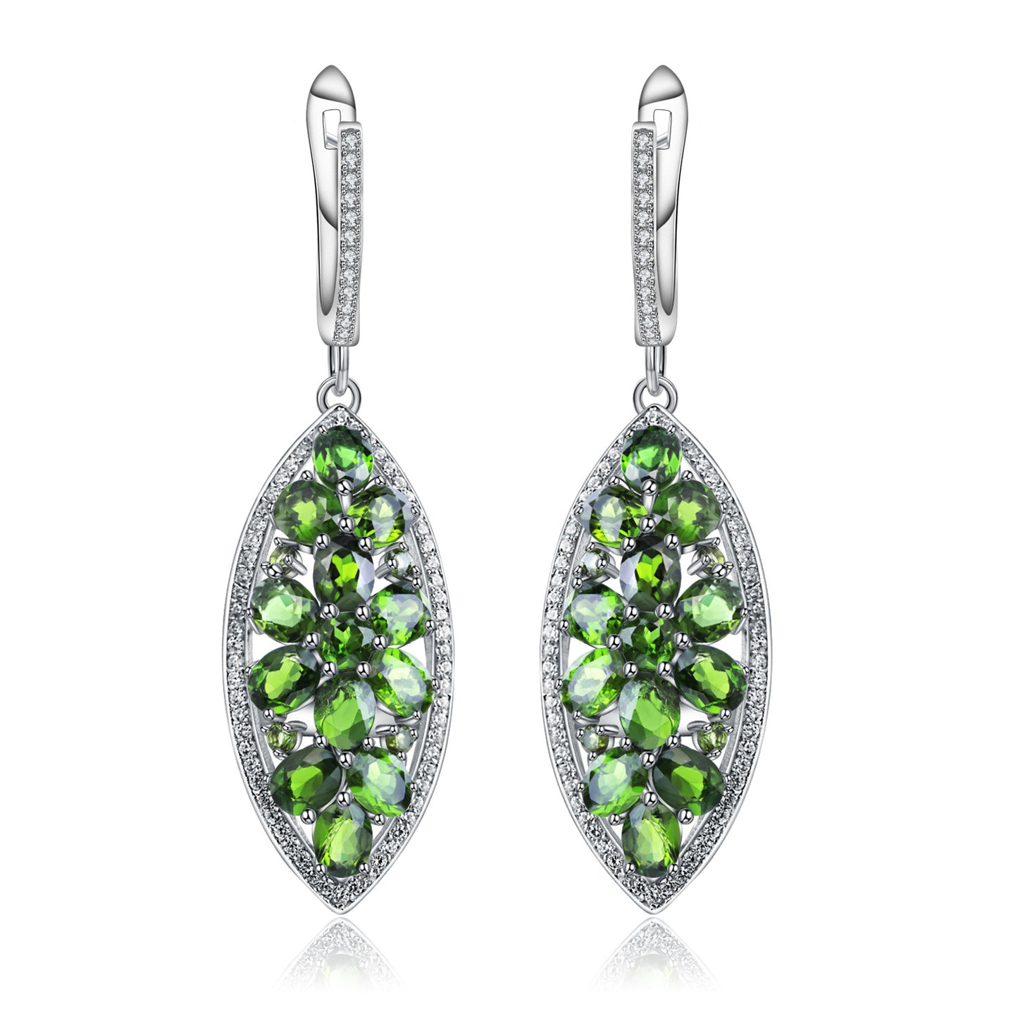 Boucles d'oreilles et boucles d'oreilles en diopside au trésor de couleur naturelle et à la mode, design de luxe et boucles d'oreilles et boucles d'oreilles en argent pur S925 personnalisées