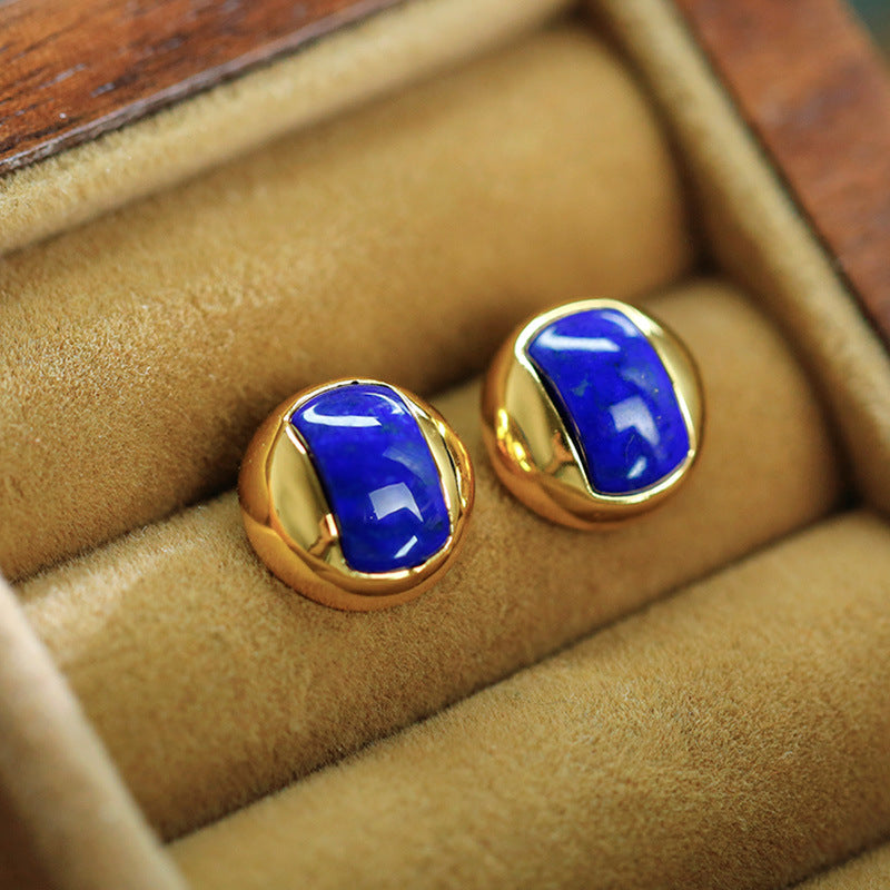 Boucles d'oreilles en lapis-lazuli plaqué argent S925, Joker classique, à la mode