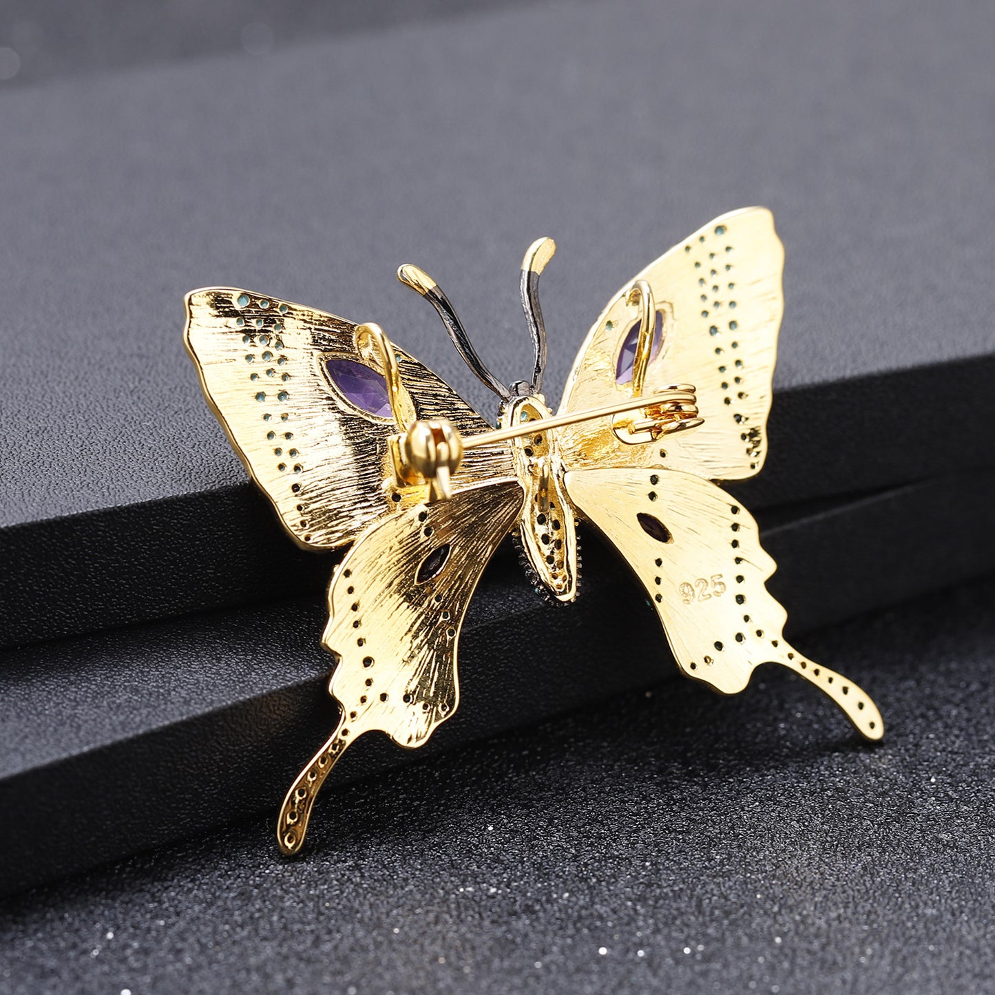 Designer brooch pendant dual-purpose butterfly design high-quality S925 silver natural amethyst necklace pendant