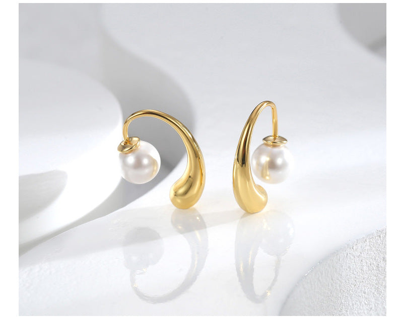 【DF】Earrings High-end Earrings 925 Silver Needle Pearl Earrings Fashion Earrings Jewelry Women