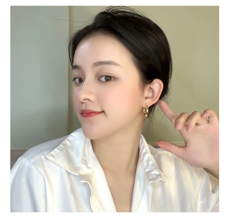 【DF】Earrings high-end earrings women's jewelry accessories cold wind earrings women's simplicity