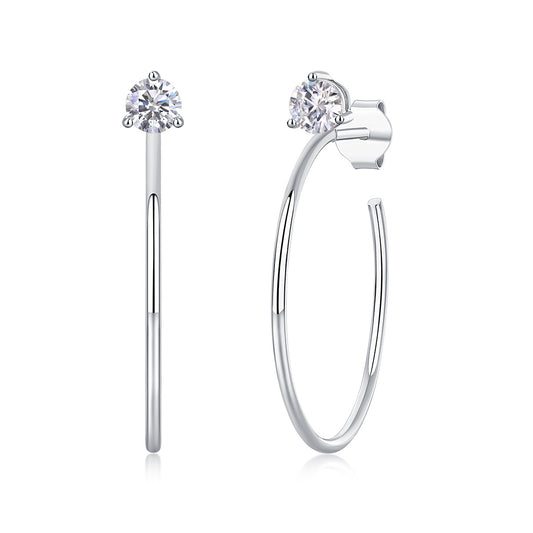 Boucles d'oreilles en argent 925, cerceau d'oreille, moissanite, nouvelles