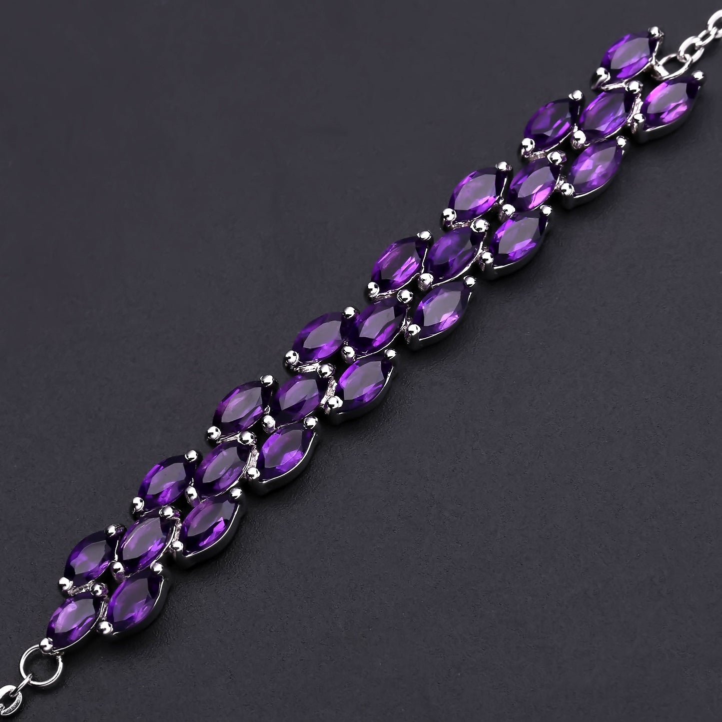 Natural Amethyst Bracelet s925 Silver Inlaid Natural Colorful Treasure Bracelet