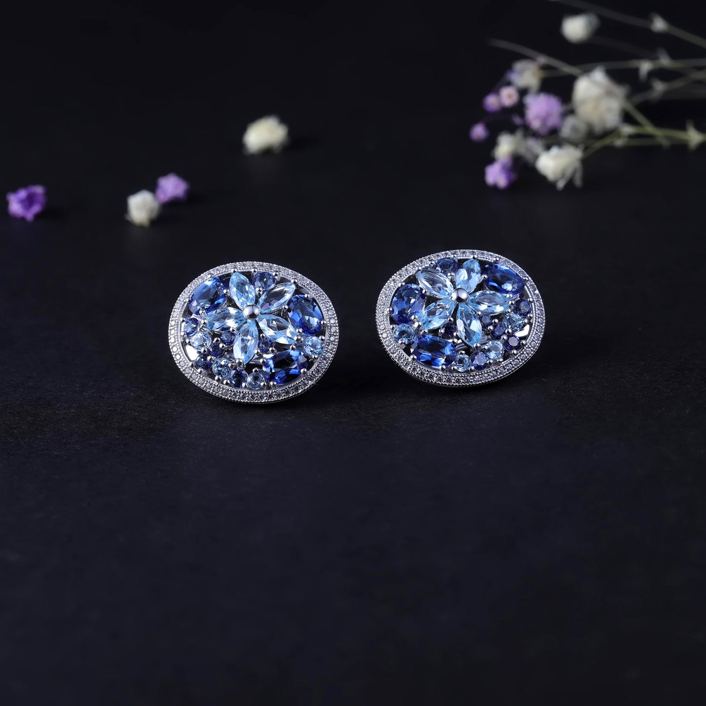 Boucles d'oreilles et boucles d'oreilles en topaze naturelle, luxe léger et luxueux, boucles d'oreilles et boucles d'oreilles en pierres précieuses naturelles en argent pur S925 personnalisées