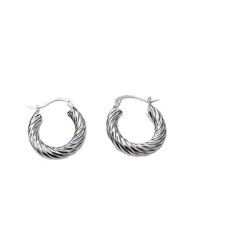 [DF] Version coréenne 925 boucles d'oreilles en argent sterling industrie lourde gravées en sergé mode simple pour femmes style ins petites boucles d'oreilles livre rouge boucles d'oreilles coréennes