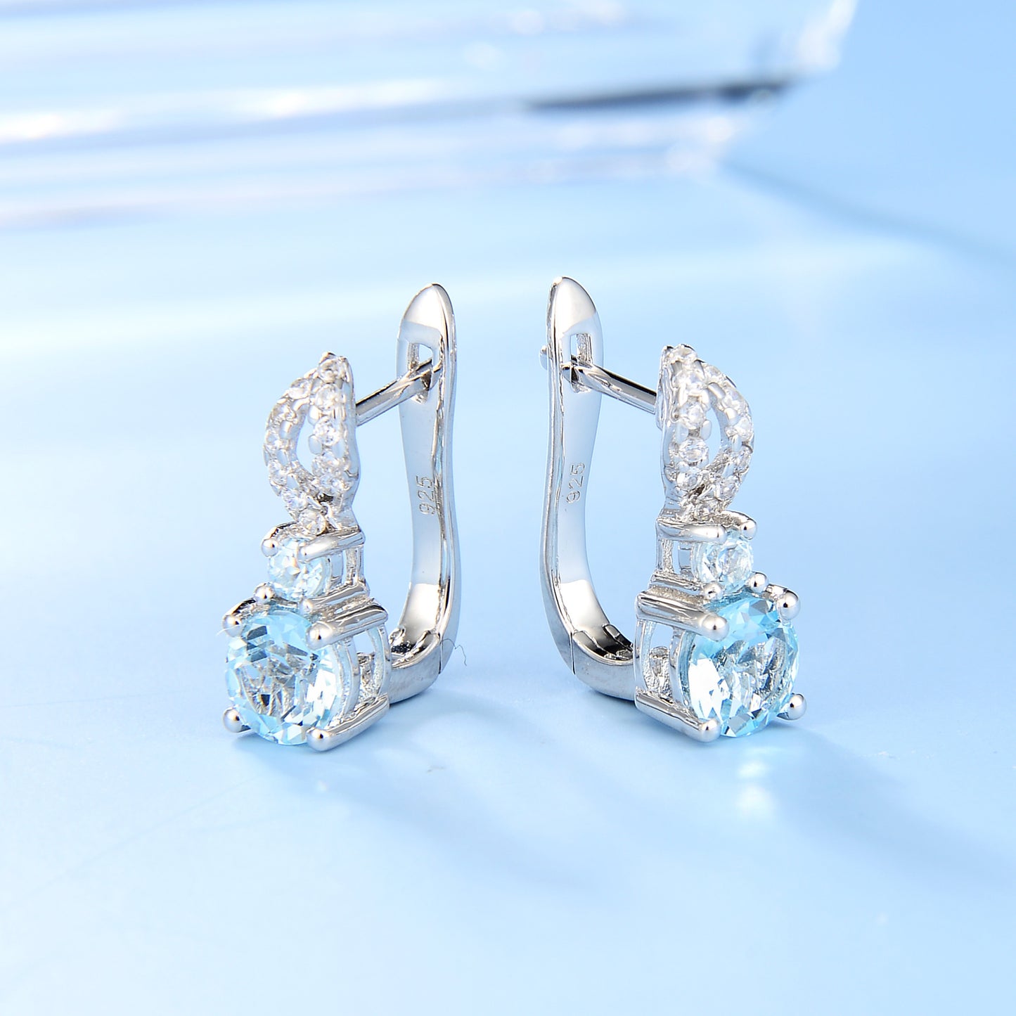 Boucles d'oreilles en pierre naturelle Boucles d'oreilles à clous en argent S925 avec pierres précieuses incrustées de topaze rétro européennes et américaines