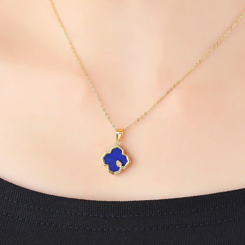 S925 silver gold-plated lapis lazuli pendant