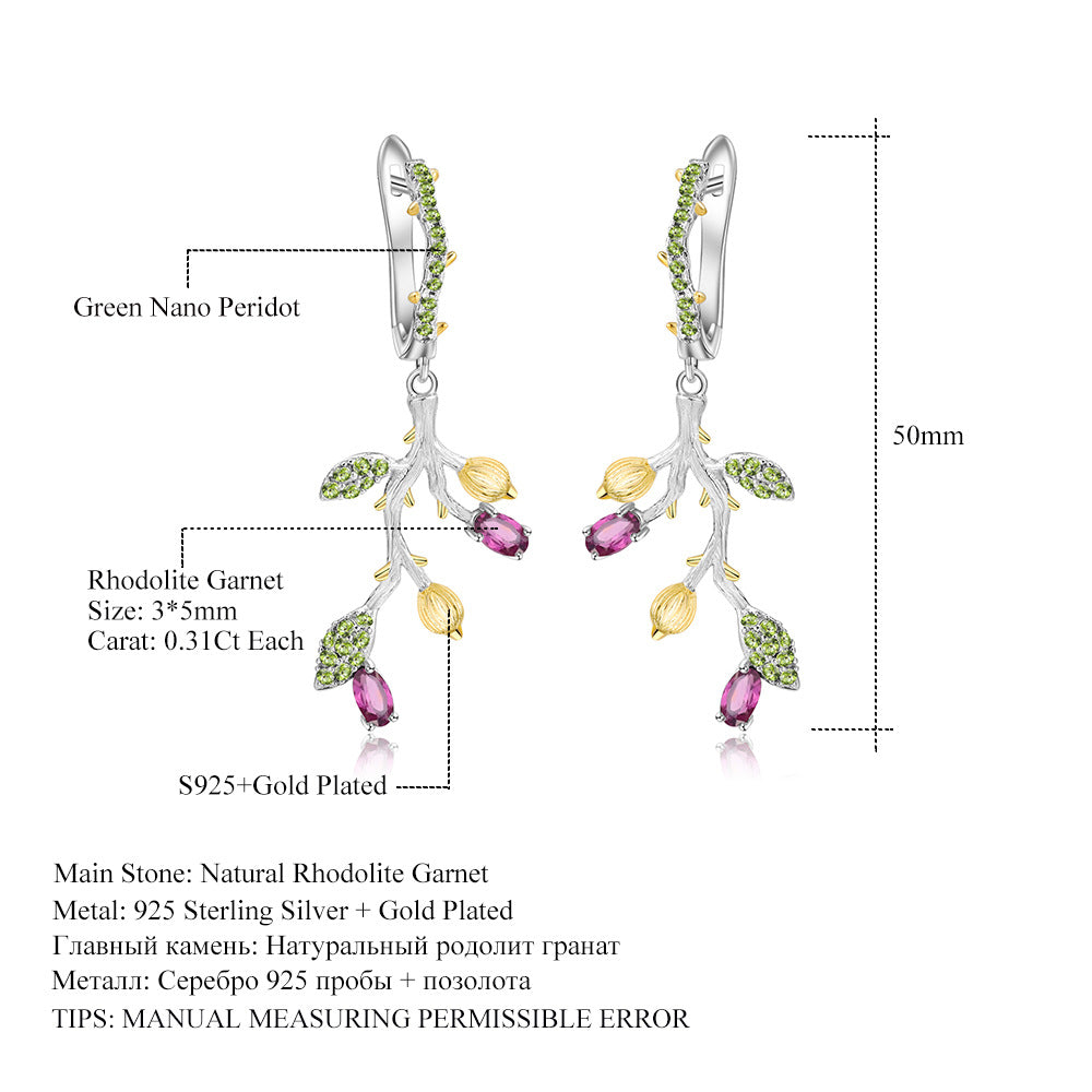 Boucles d'oreilles en argent 925 avec pierres précieuses de couleur naturelle