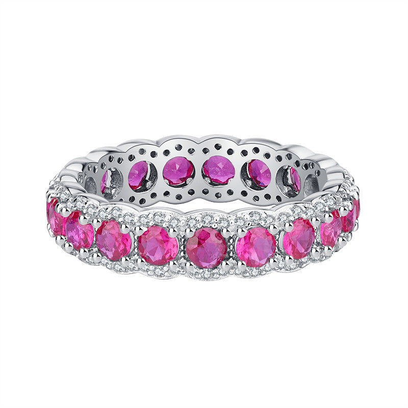 Bague en argent S925 pour femmes, ensemble de trésors colorés simulés, Texture rétro, ensemble de diamants