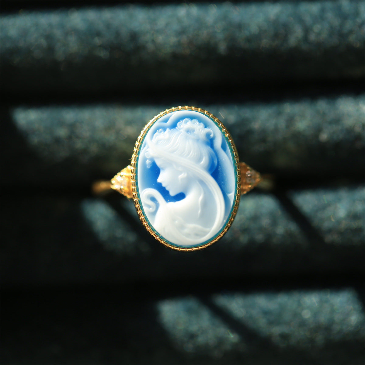 Antique S925 silver Cameo embossed beauty ring