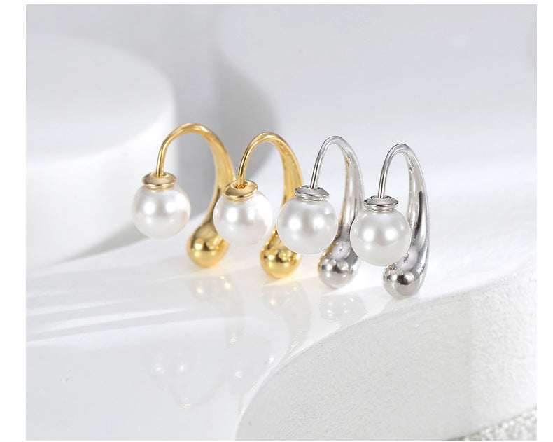 【DF】Pendientes de alta gama Pendientes de plata 925 con aguja y perlas Pendientes de moda Joyas para mujer