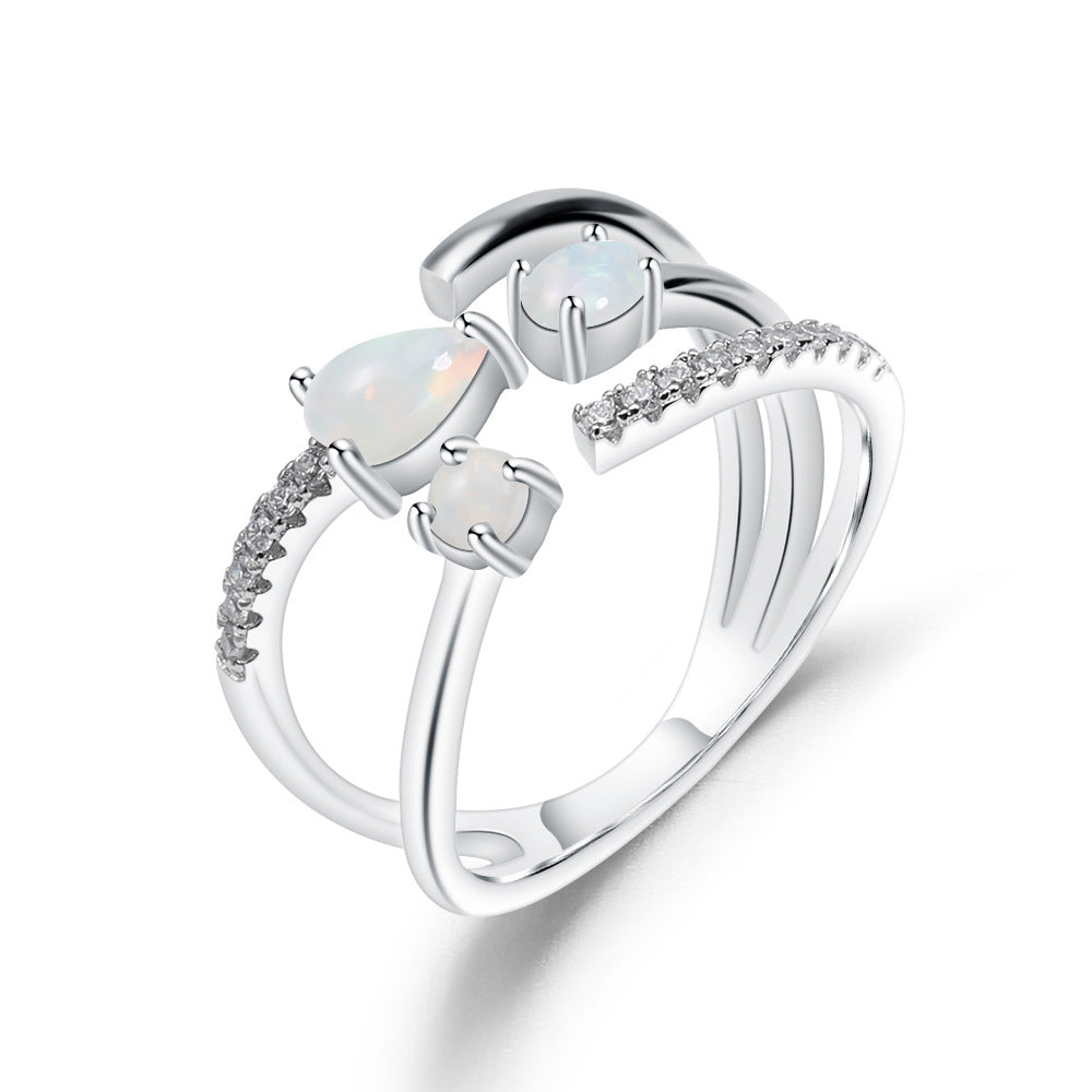 Anillo abierto ajustable de plata de ley DF 925 con diópsido de granate y amatista natural de 0,67 ct, anillo con espirales para mujer, joyería de aniversario