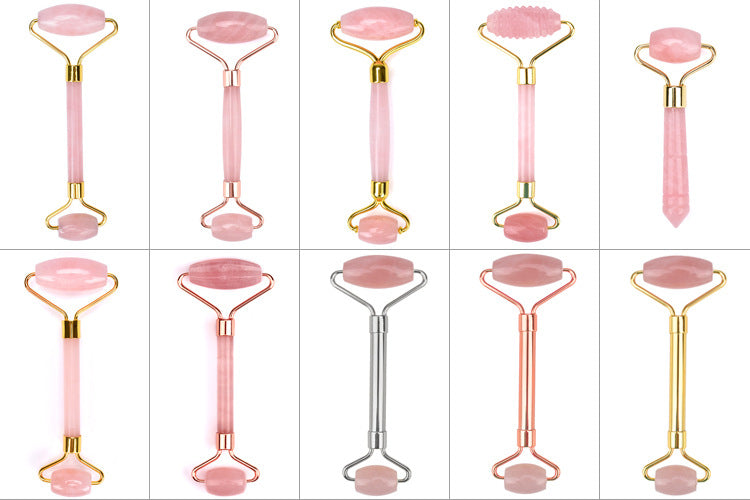 [DF]Jade Powder Crystal Roller Powder Crystal Massage Roller Double Head Powder Crystal Roller Jade Roller Set