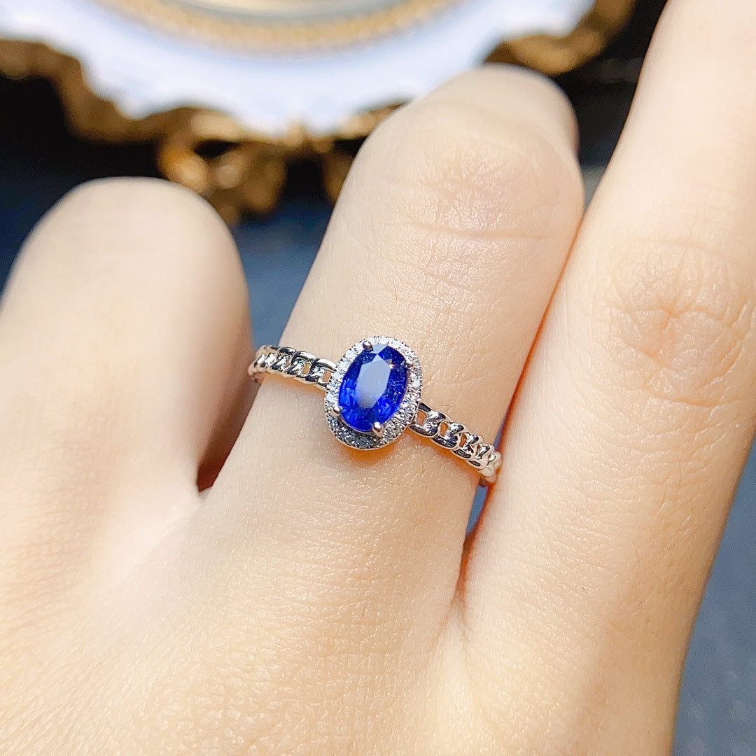 Natural sapphire ring 18K gold set main stone 4*6 selling