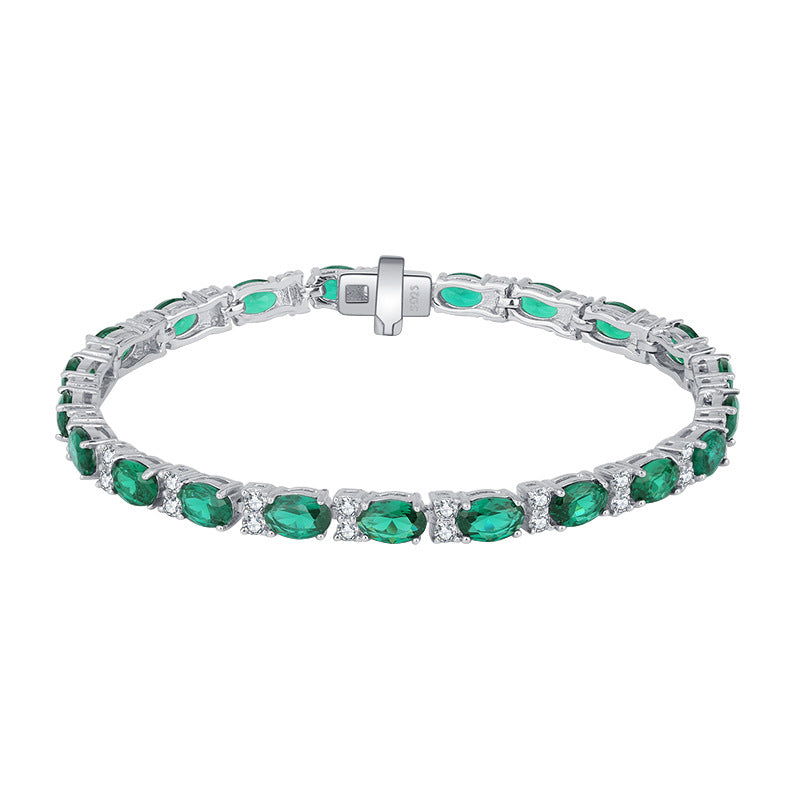 Bracelet en argent S925 pour femmes, Simulation de trésor coloré en forme de Dan, artisanat de précision de luxe incrusté, pierre principale 4*6