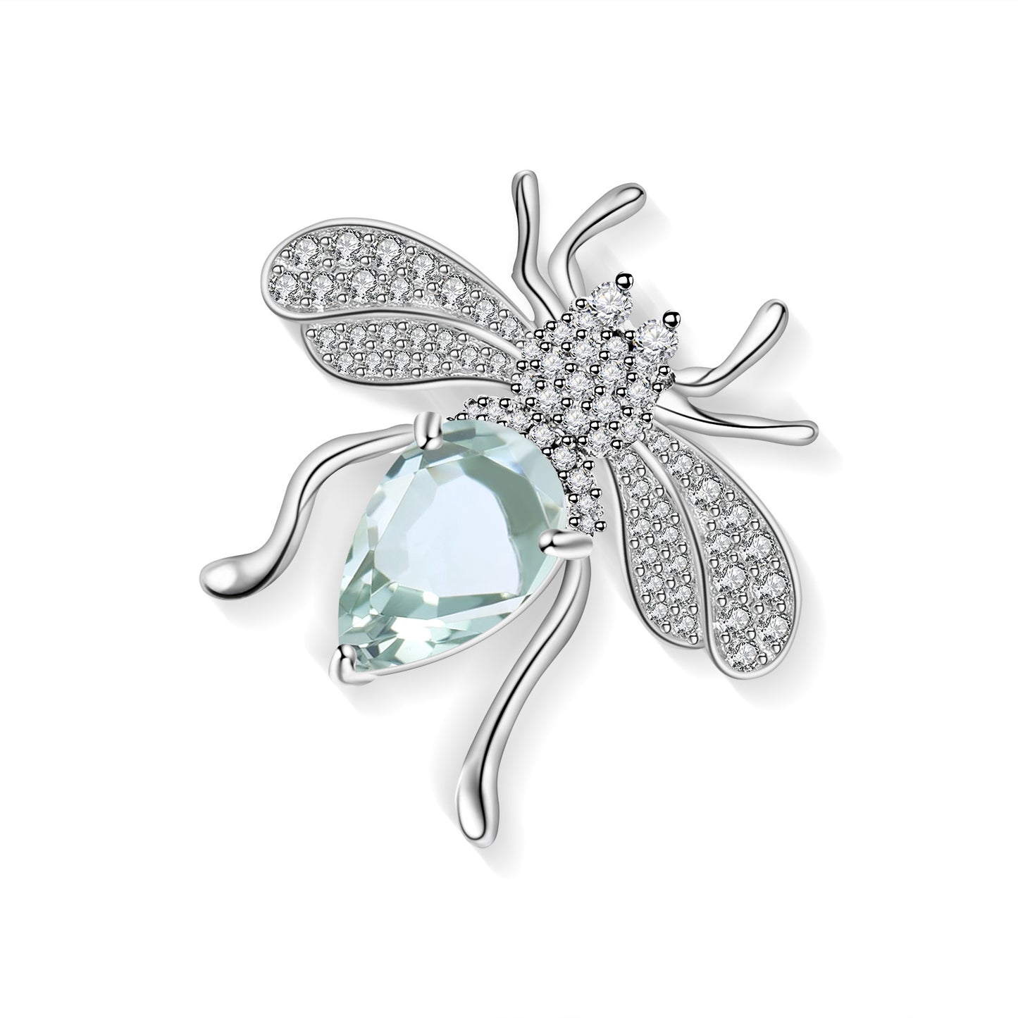 Broche design en améthyste naturelle en argent sterling s925 incrustée d'insectes avec une broche au trésor de couleur naturelle