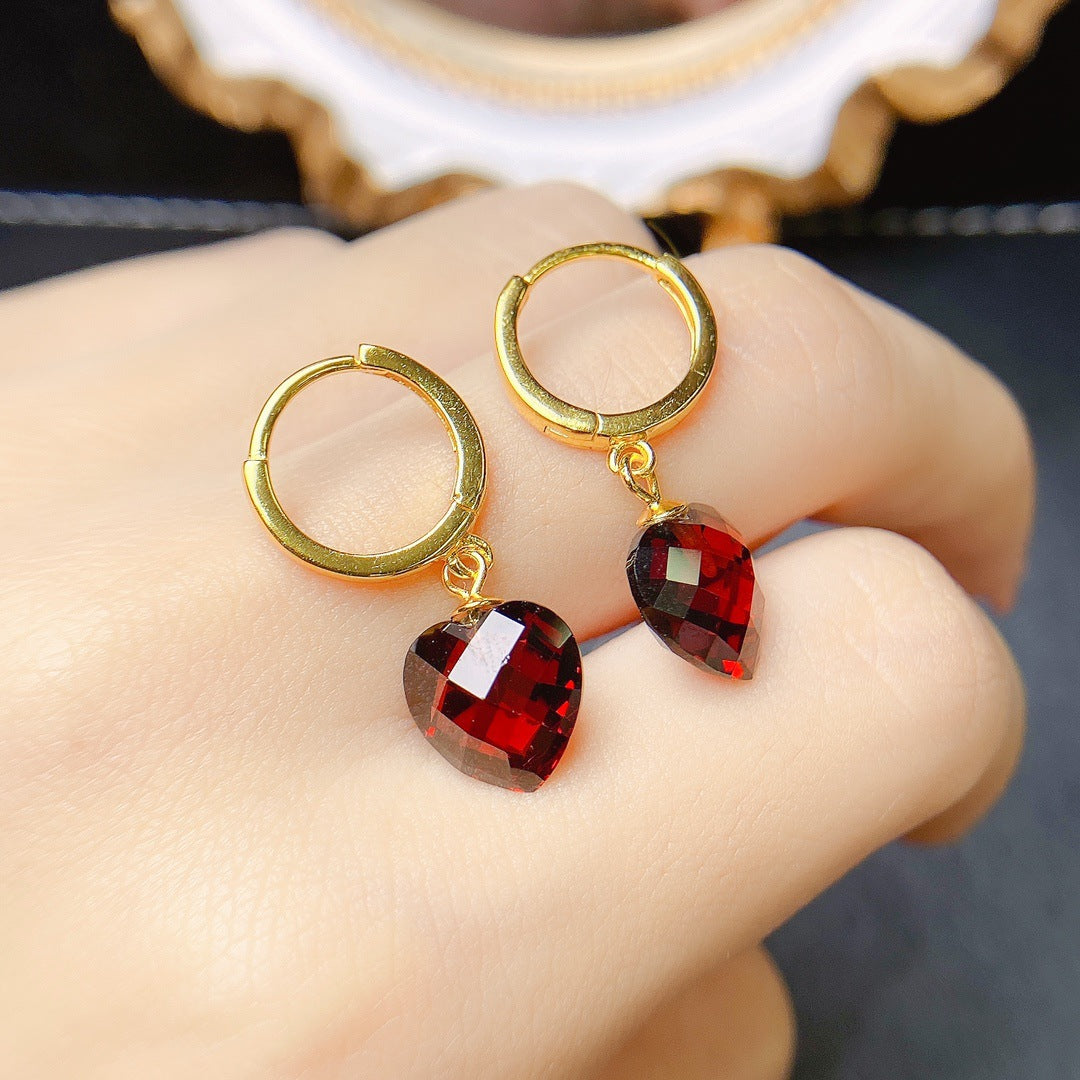 "Radiant Garnet" Natural Red Garnet Stud Earrings - S925 Silver Setting, 10x10mm Main Stone.