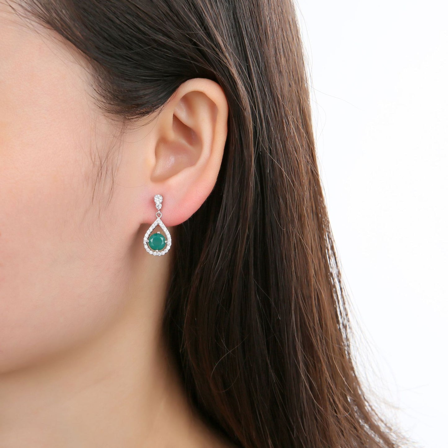 Natural Colorful Treasure Earrings and Earrings Set with Green Agate s925 Silver Gemstone Earrings and Earstuds