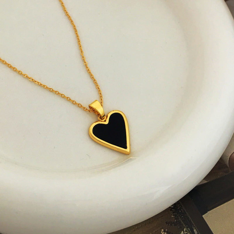 [DF]Copper plated gold day Korean simple love necklace temperament retro fine necklace online celebrity new clavicle chain.