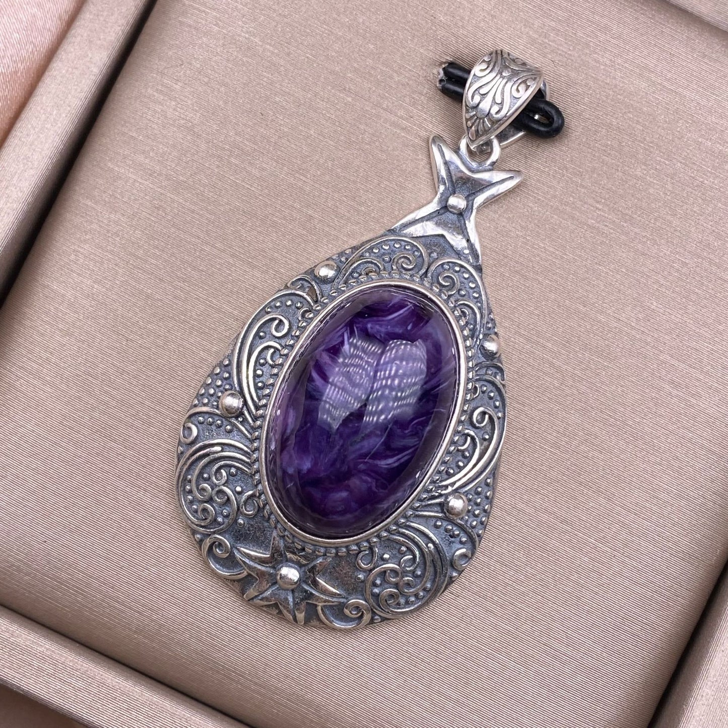 Purple Dragon Amethyst Pendant s925 Silver Inlaid Vintage Silver Antique Made Old Amethyst Pendant