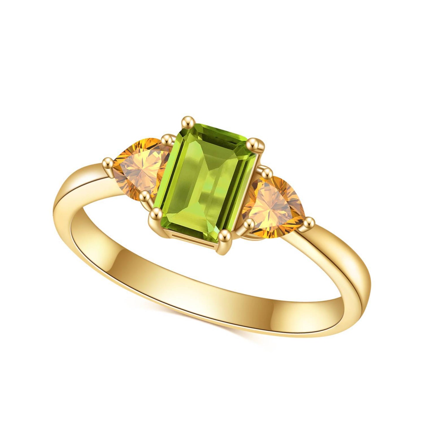 Natural Color Treasure Yellow Crystal Ring Fashionable and Simple s925 Pure Silver Plated 18k Gold Inlaid Gemstone Ring