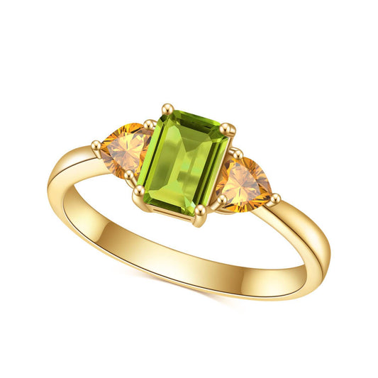 Bague en cristal jaune trésor de couleur naturelle, à la mode et Simple, plaqué argent pur s925, or 18 carats, pierres précieuses incrustées