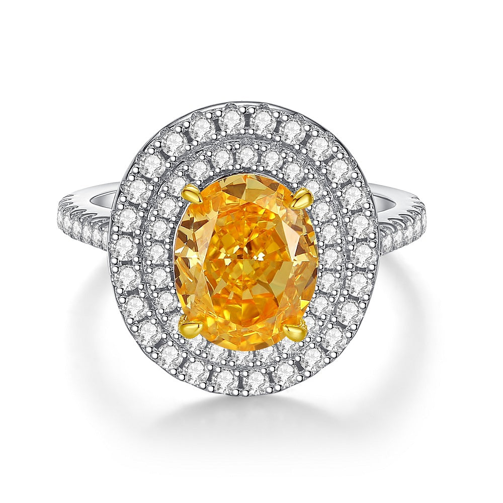 Bague de mariage en argent pur S925, diamant jaune, fleur de glace, Zircon 8A, pour femmes