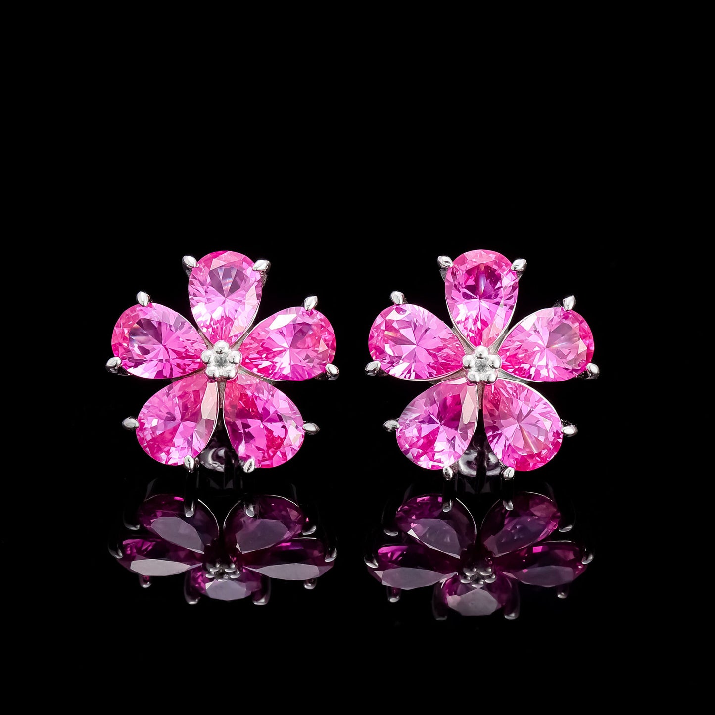 Petal earrings S925 pure silver ear jewelry women's temperament earrings