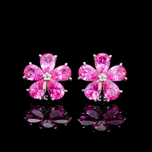 Petal earrings S925 pure silver ear jewelry women's temperament earrings