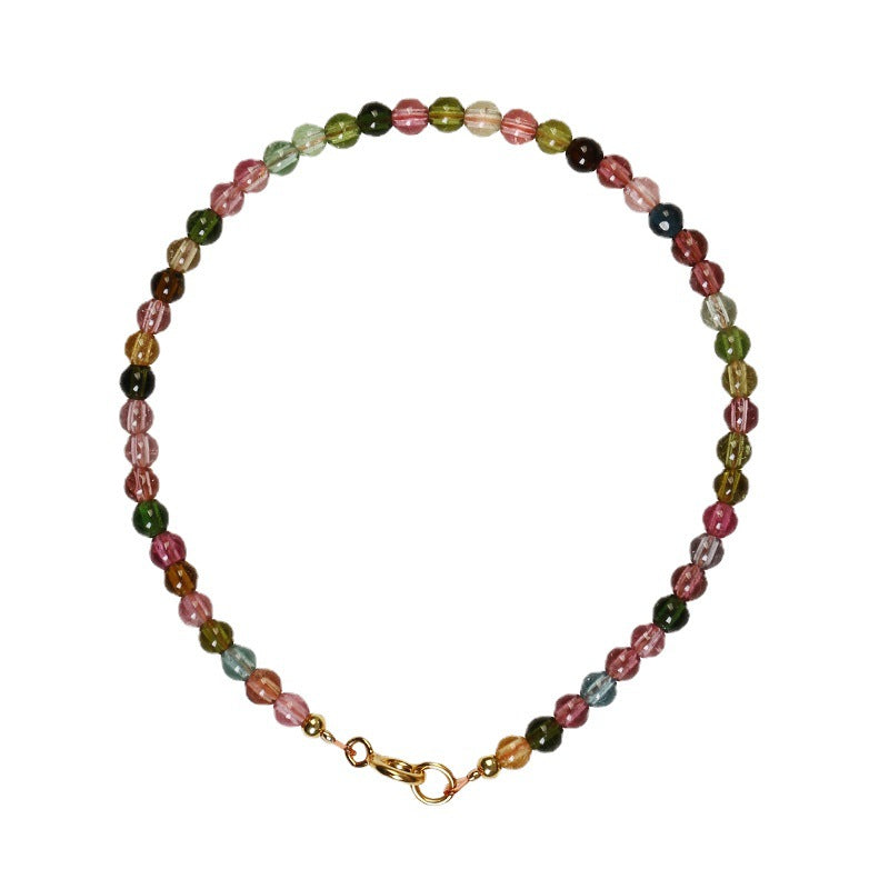 Natural Rainbow Tourmaline bracelet women&#039;s single crystal bracelet fashion simple bracelet