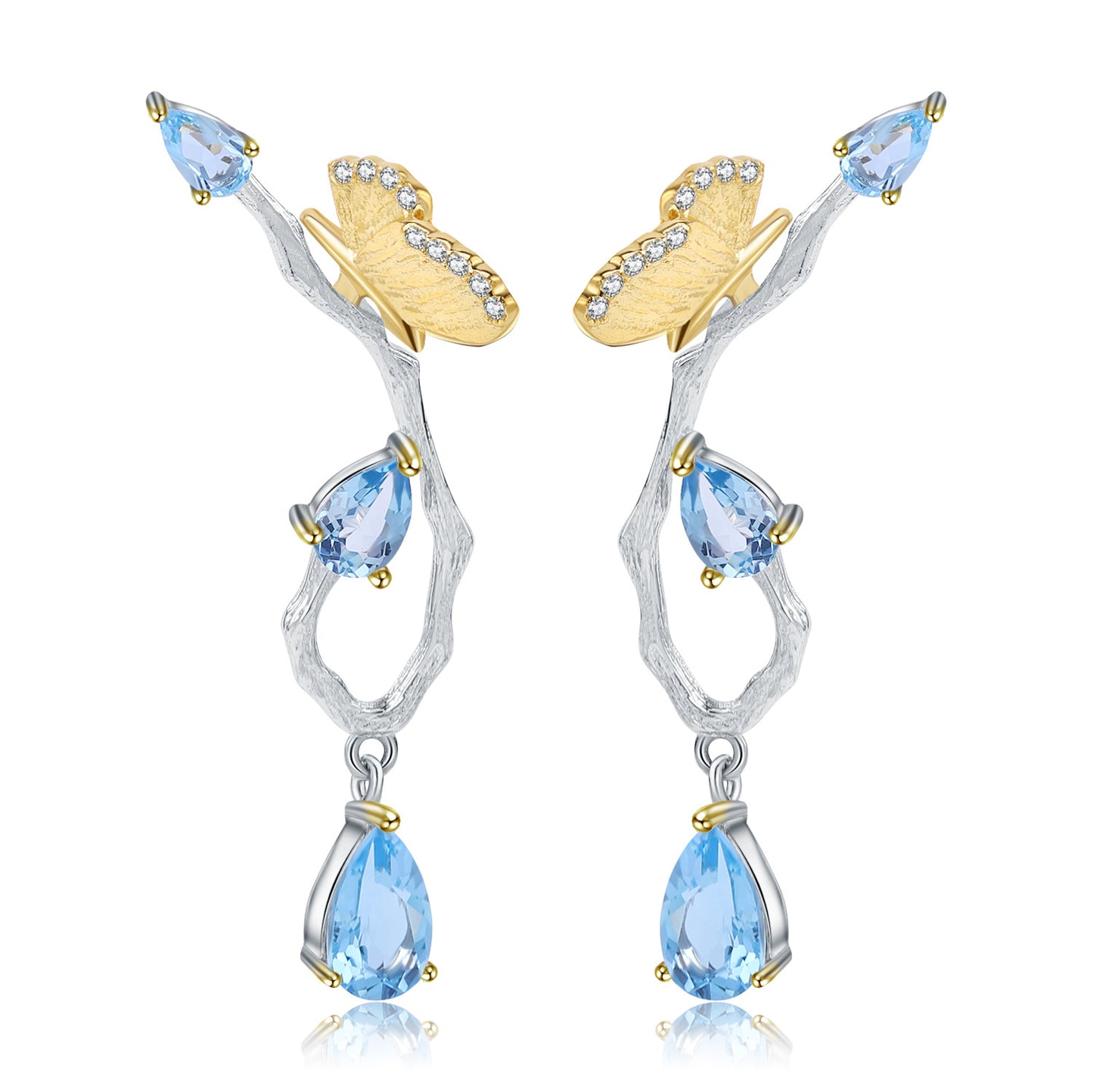 S925 Sterling Silver Natural Topaz Earrings and Earrings