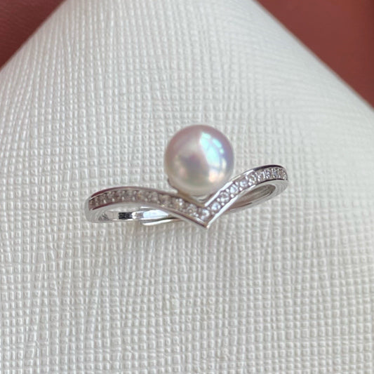 [DF]Geometric Delight: 7-8mm Freshwater Rice Pearl Open Ring"  Product Specifications