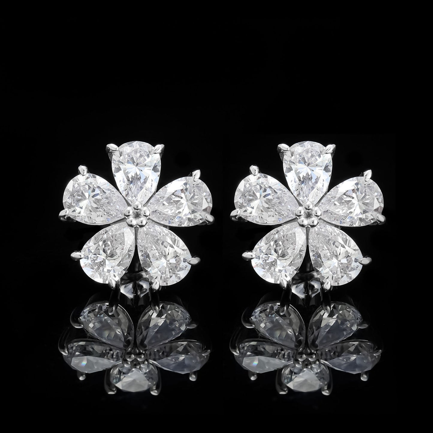 Petal earrings S925 pure silver ear jewelry women's temperament earrings