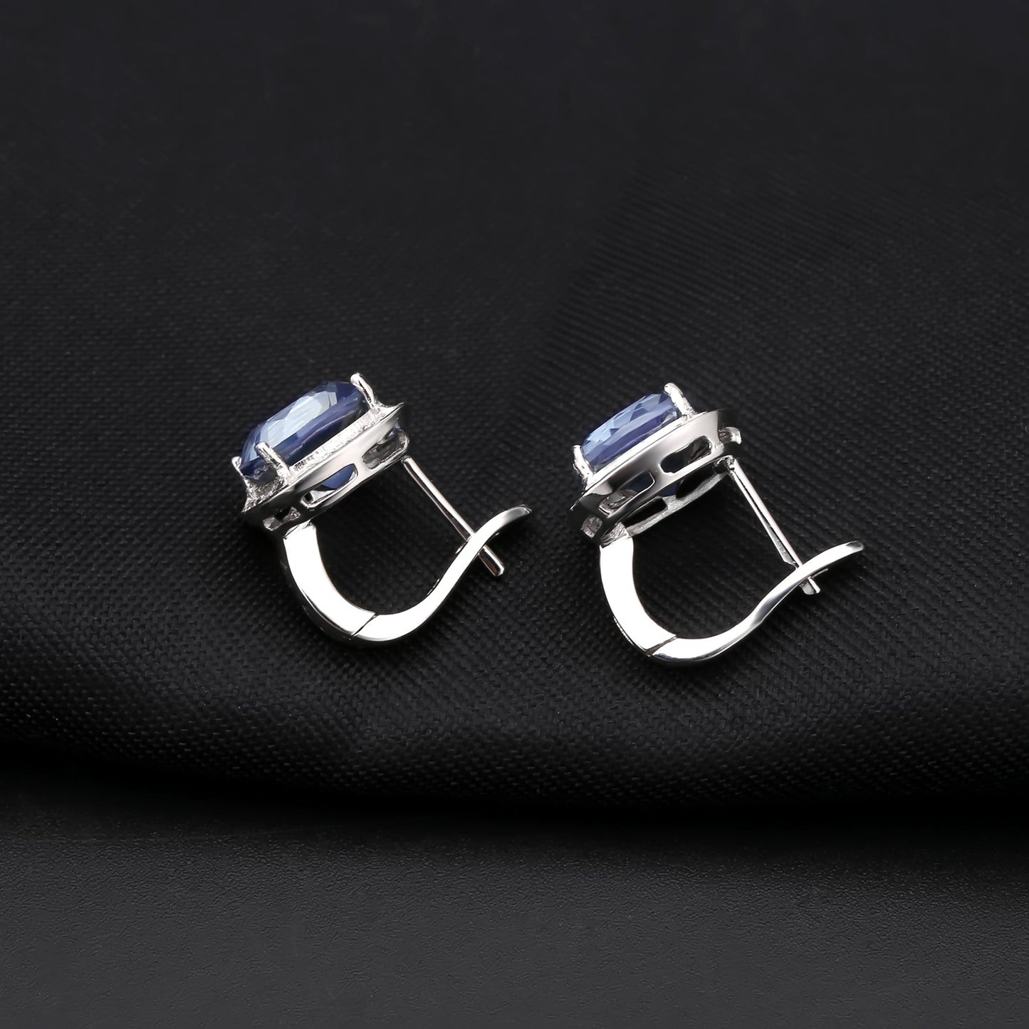 Boucles d'oreilles à tige vintage carrées en argent sterling S925 avec pierres précieuses couvertes et incrustées de pierres précieuses colorées