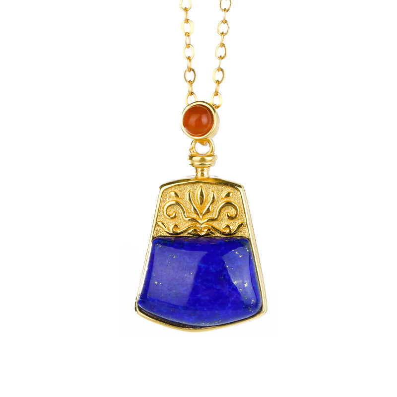 Collier lapis lazuli doré en argent S925, collier Hotan Jade