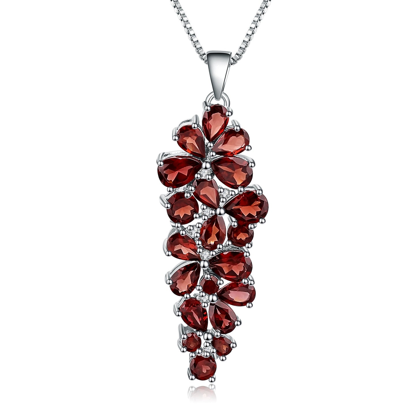 Pendentif en argent pur au trésor coloré naturel, pendentif personnalisé en forme de chaîne de raisin, collier en cristal d'argent 925 avec grenat