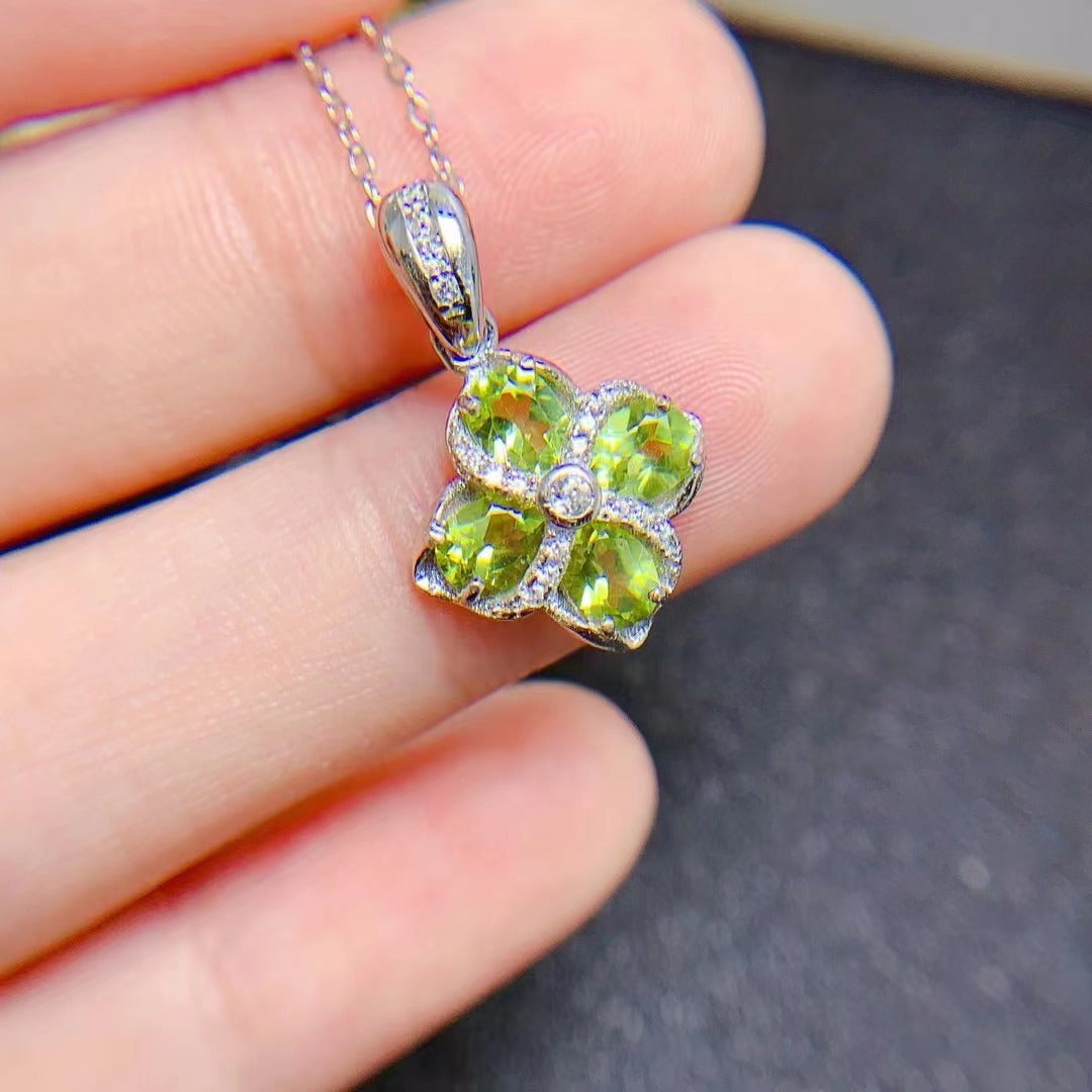 Colgante vintage de peridoto natural en plata 925