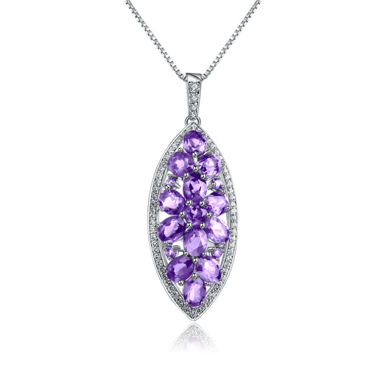 Natural Amethyst Pendant S925 Pure Silver Colorful Treasure Necklace Pendant