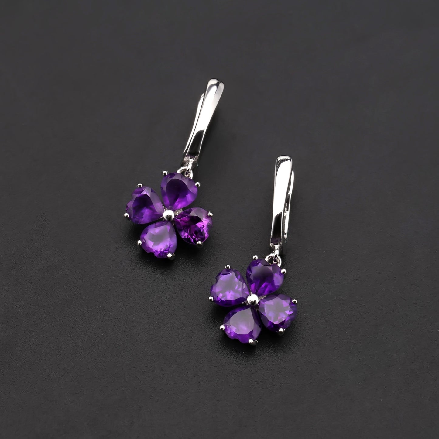 Boucles d'oreilles avancées en améthyste naturelle, style d'amour, boucles d'oreilles en argent s925 incrustées de pierres précieuses