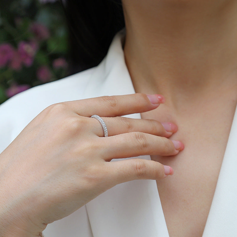 Bague en argent S925, ensemble de pierres Mosang Hao, anneau fermé