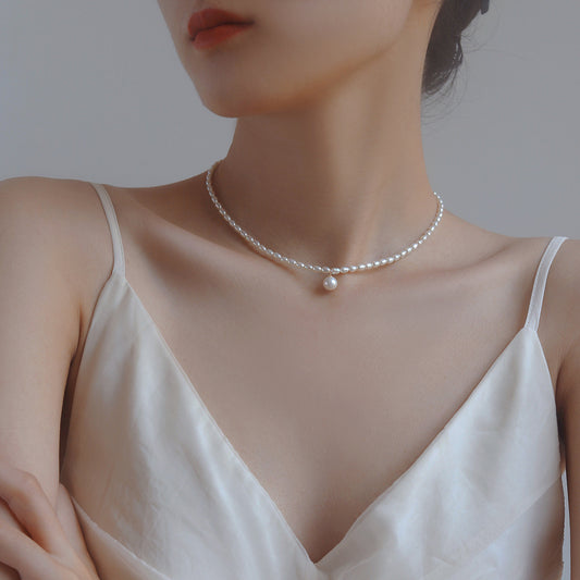 [DF]Sublime Simplicity: 3-5mm Freshwater Pearl Pendant Necklace