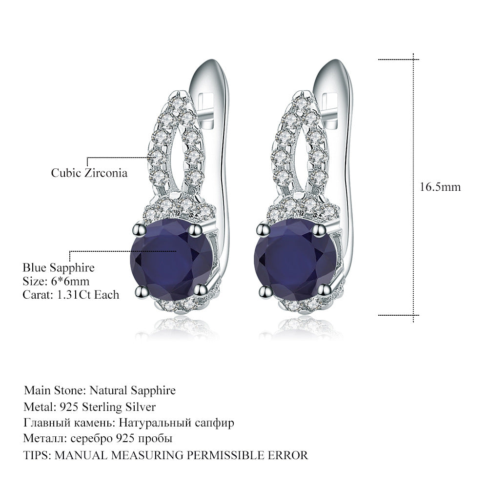 Fashionable natural topaz earrings, light luxury and personalized s925 silver inlaid natural gemstone earrings