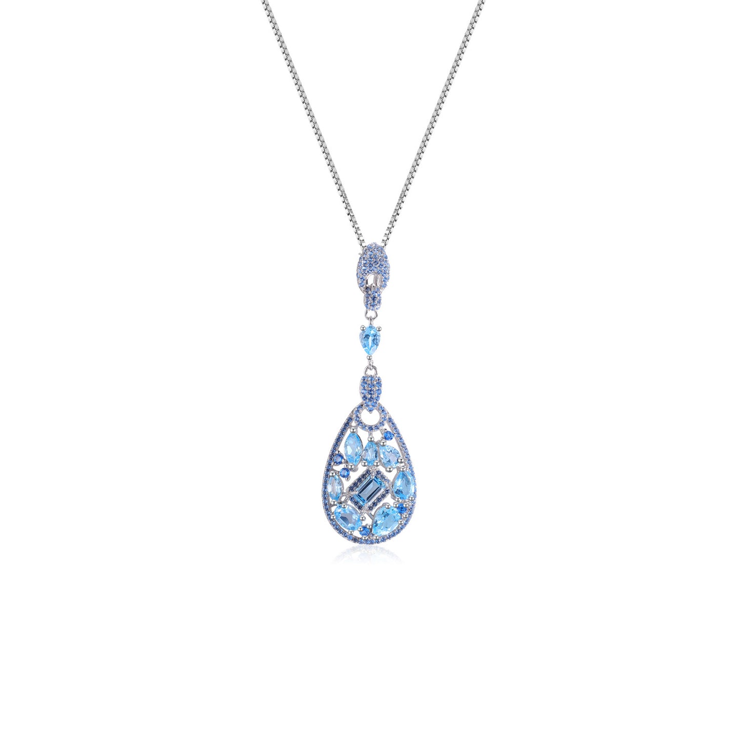 High fashion natural colored gems Topaz pendant 925 sterling silver for girlfriend&#039;s birthday gift necklace.