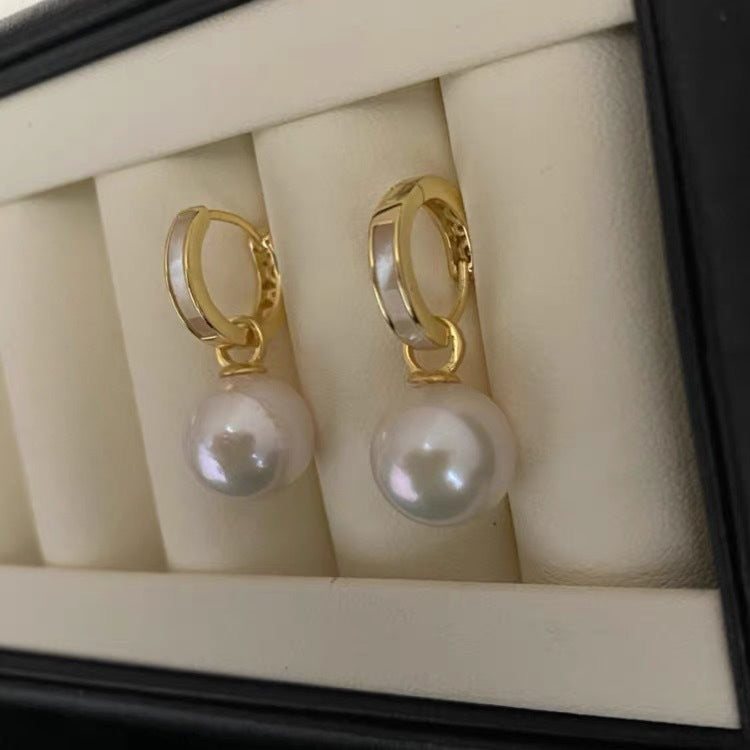 [DF]Multi-Wearable Shell Accent Edison Pearl Earrings - 10-13mm