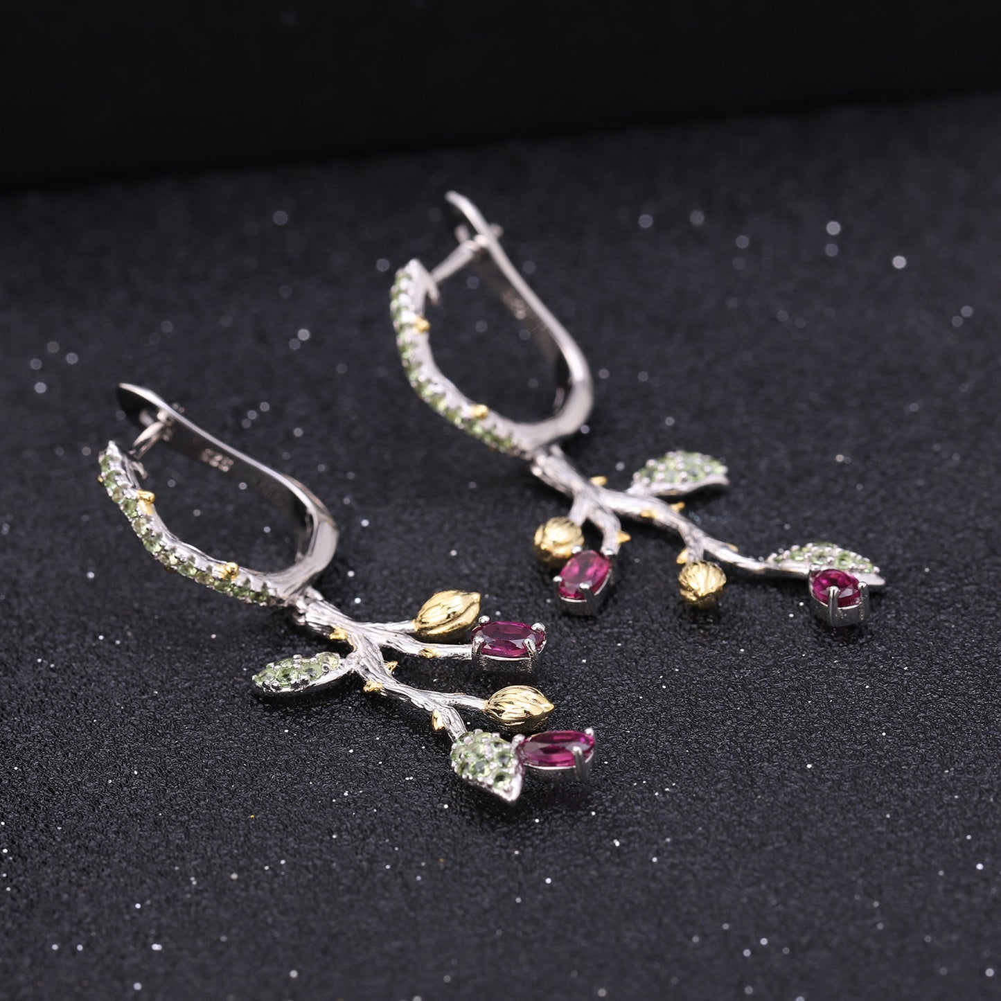 Boucles d'oreilles en argent 925 avec pierres précieuses de couleur naturelle