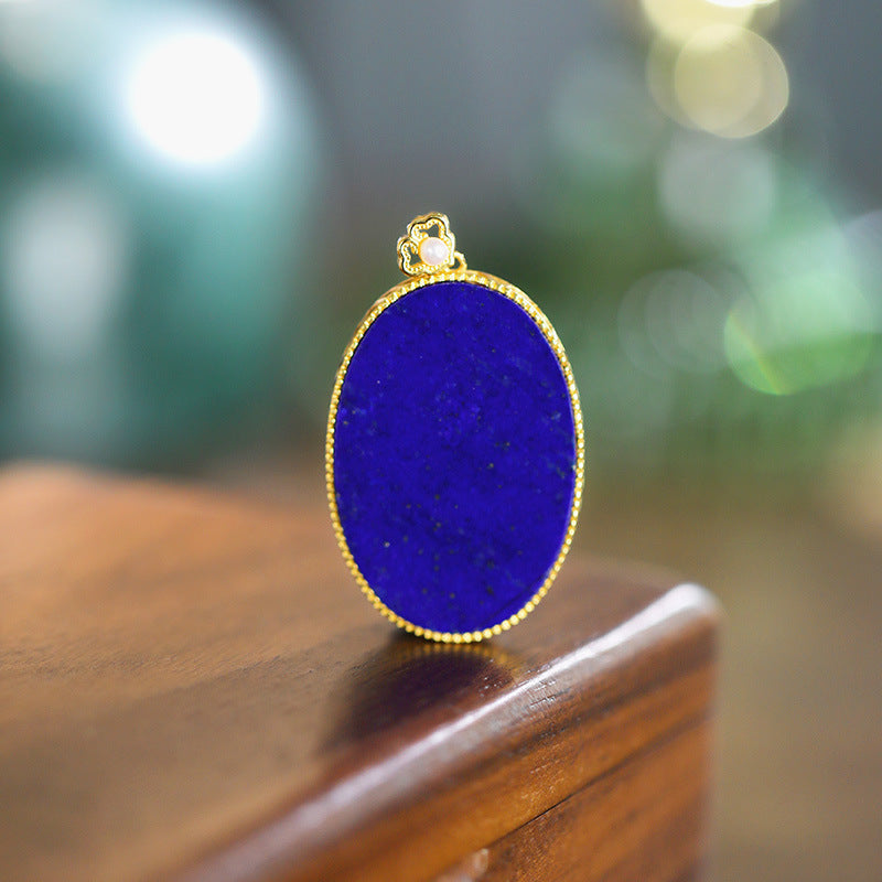 S925 silver-plated lapis lazuli pendant oval pendant