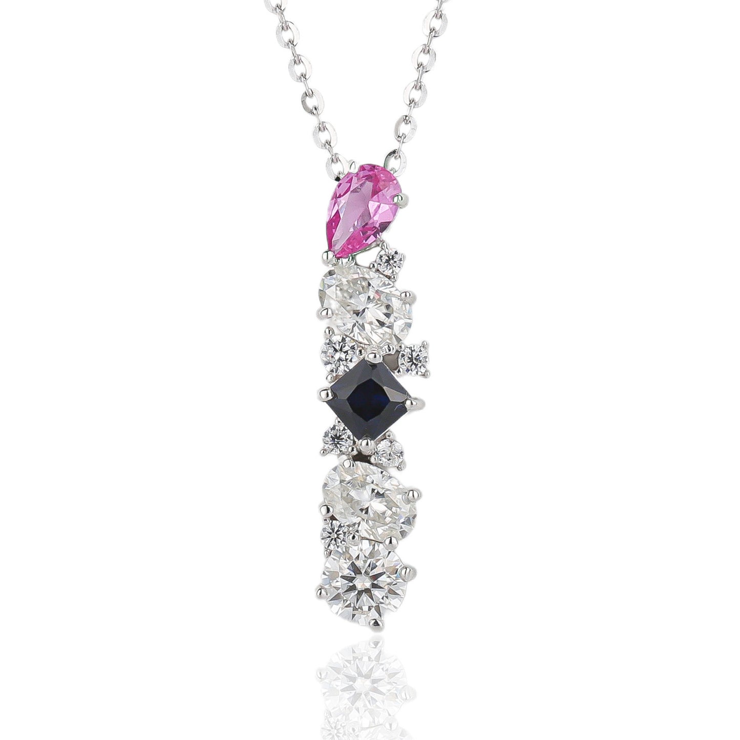 S925 Sterling Silver Cultivated Gem Necklace, Female Outlier Design, High Sense Collar Chain