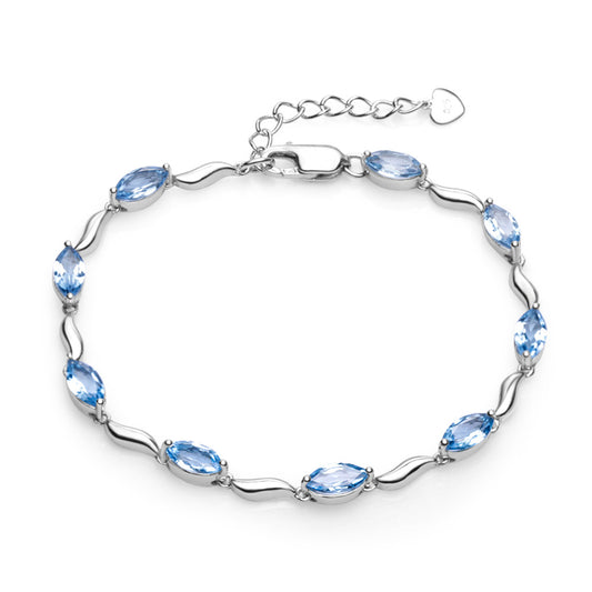 Natural Topaz Bracelet Women's 925 Silver Inlaid Natural Colorful Treasure Bracelet