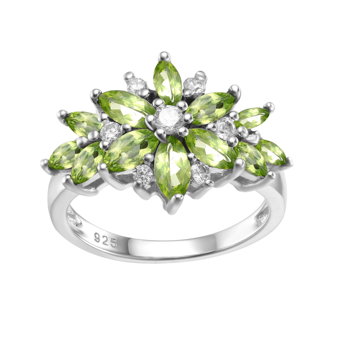 S925 sterling silver cluster set natural tourmaline ring